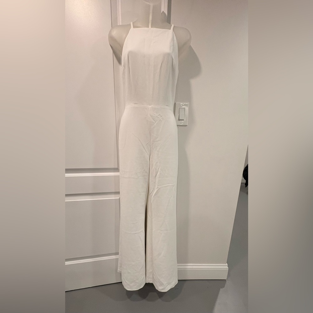 French Connection White Jumpsuit with Stretchy Knit Fabric